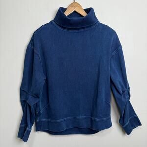 AG ADRIANO GOLDSCHMIED navy blue turtleneck w/ruffle sleeve detail women's XS/S